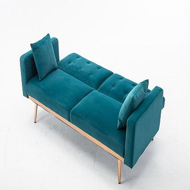 F.C Design Coolmore Velvet Sofa With Metal Feet: Accent Loveseat
