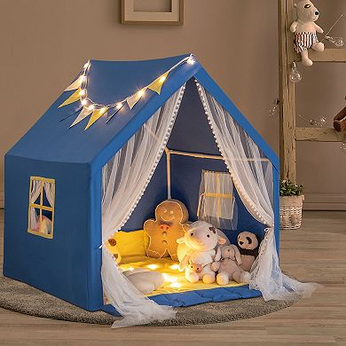 Large Play Tent With Washable Cotton Mat Holiday Birthday Gift For Kids