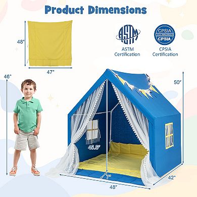 Large Play Tent With Washable Cotton Mat Holiday Birthday Gift For Kids