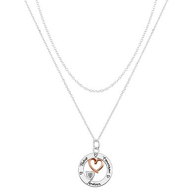 Timeless Sterling Silver 14K Rose Gold Plated Sterling Silver Cubic Zirconia Heart "Today Tomorrow Forever Granddaughter I Love You" Pendant Necklace