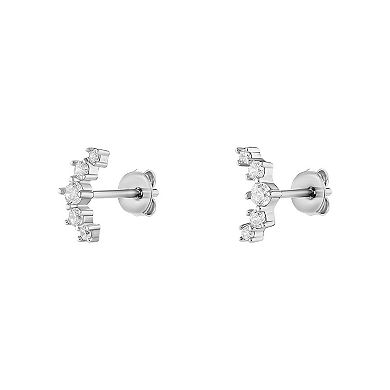 PRIMROSE Sterling Silver Cubic Zirconia Crawler Stud Earrings