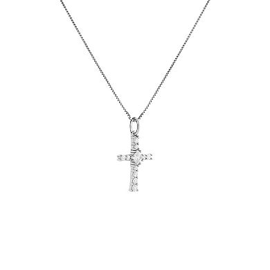 PRIMROSE Sterling Silver Pave Cubic Zirconia Cross Pendant Necklace