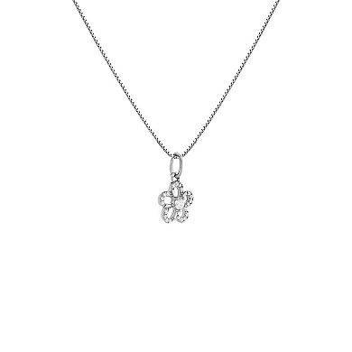PRIMROSE Sterling Silver Pave Cubic Zirconia Flower Pendant Necklace