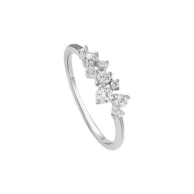PRIMROSE Sterling Silver Cubic Zirconia Cluster Polished Band Ring
