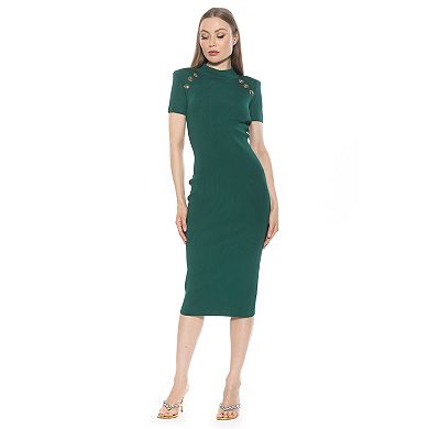 Women's ALEXIA ADMOR Adara Short Sleeve Mock Neck Midi Dress