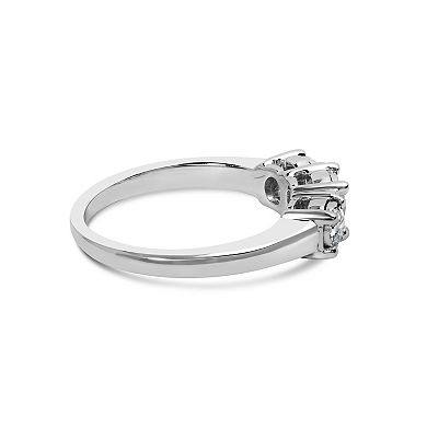 Haus of Brilliance 14k White Gold 1/2 Carat T.W. Lab-Grown Diamond 3 Stone Ring