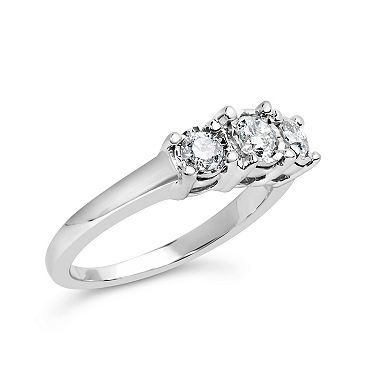 Haus of Brilliance 14k White Gold 1/2 Carat T.W. Lab-Grown Diamond 3 Stone Ring