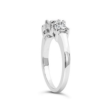 Haus of Brilliance 14k White Gold 1/2 Carat T.W. Lab-Grown Diamond 3 Stone Ring