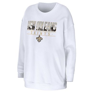 Women's WEAR by Erin Andrews White New Orleans Saints Domestic Pullover Sweatshirt