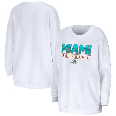 Women's WEAR by Erin Andrews White Miami Dolphins Domestic Pullover Sweatshirt