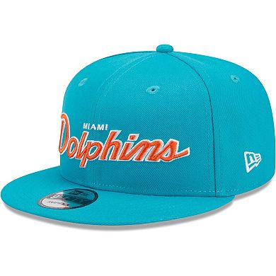 Men's New Era Aqua Miami Dolphins Main Script 9FIFTY Snapback Hat