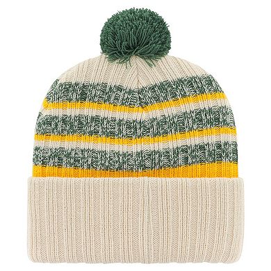 Men's '47  Cream Green Bay Packers  Tavern Cuffed Knit Hat with Pom