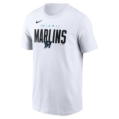 Men's Nike White Miami Marlins Home Team Bracket Stack T-Shirt