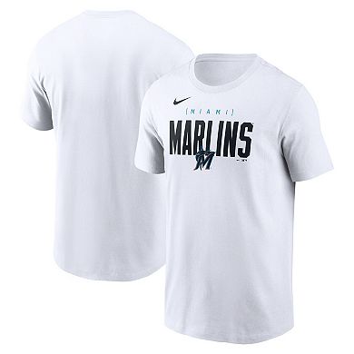 Men's Nike White Miami Marlins Home Team Bracket Stack T-Shirt