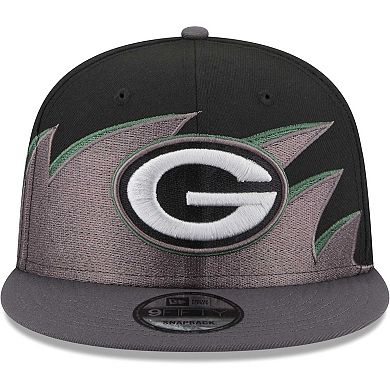 Men's New Era Black Green Bay Packers Tidal Wave 9FIFTY Snapback Hat