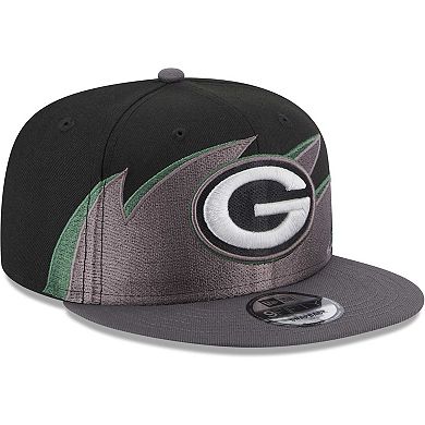 Men's New Era Black Green Bay Packers Tidal Wave 9FIFTY Snapback Hat