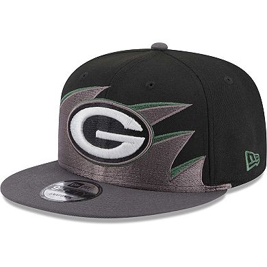 Men's New Era Black Green Bay Packers Tidal Wave 9FIFTY Snapback Hat