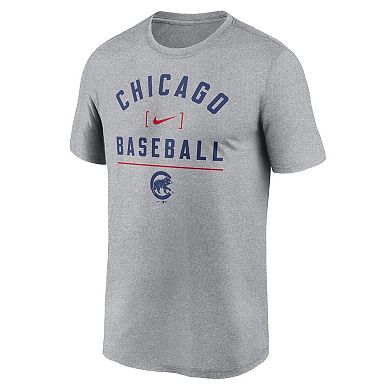 Men's Nike Heather Charcoal Chicago Cubs Arch Baseball Stack Performance T-Shirt