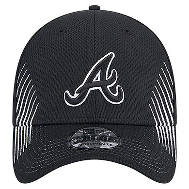 Men's New Era Black Atlanta Braves Active Dash Mark 39THIRTY Flex Hat