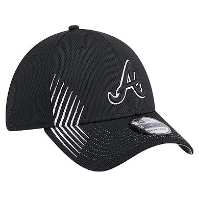 Men's New Era Black Atlanta Braves Active Dash Mark 39THIRTY Flex Hat