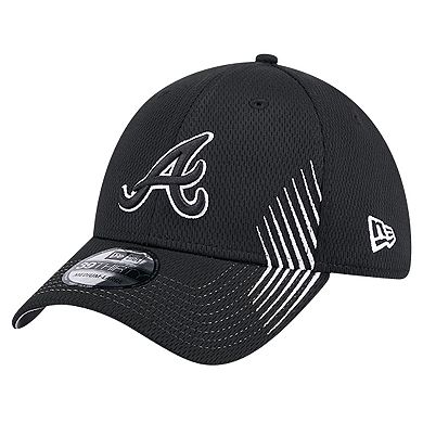 Men's New Era Black Atlanta Braves Active Dash Mark 39THIRTY Flex Hat