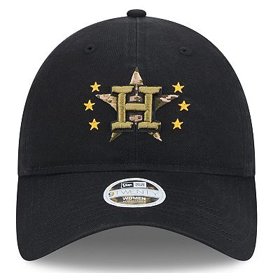 Women's New Era  Black Houston Astros 2024 Armed Forces Day 9TWENTY Adjustable Hat