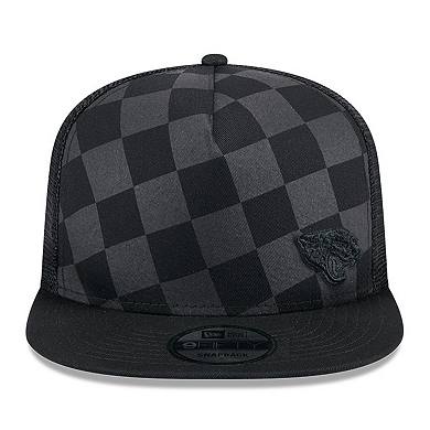 Men's New Era Black Jacksonville Jaguars Check Mate 9FIFTY Trucker Snapback Hat