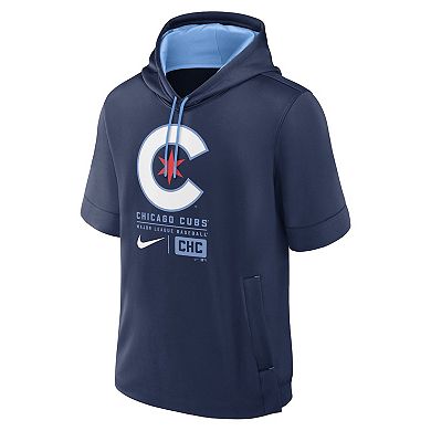 Men's Nike Navy Chicago Cubs City Connect Color Block Short Sleeve Pullover Hoodie