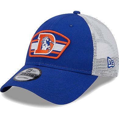 Men's New Era Royal/White Denver Broncos Logo Patch Trucker 9FORTY Snapback Hat