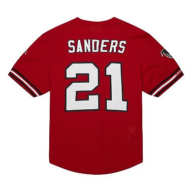Men's Mitchell & Ness Deion Sanders Red Atlanta Falcons Retired Player Name & Number Mesh Top
