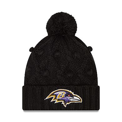 Women's New Era Black Baltimore Ravens Toasty Cuffed Knit Hat with Pom