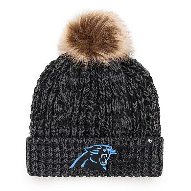 Women's '47 Black Carolina Panthers Logo Meeko Cuffed Knit Hat with Pom