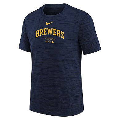 Youth Nike Navy Milwaukee Brewers Authentic Collection Practice Performance T-Shirt