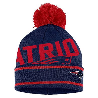 Women's WEAR by Erin Andrews  Navy New England Patriots Double Jacquard Cuffed Knit Hat with Pom and Gloves Set