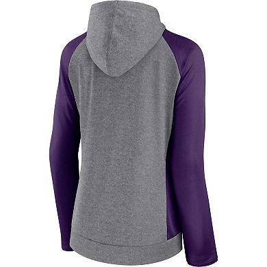 Women's Fanatics Branded  Heather Gray/College Purple Baltimore Ravens Blind Side Lightweight Full-Zip Hoodie
