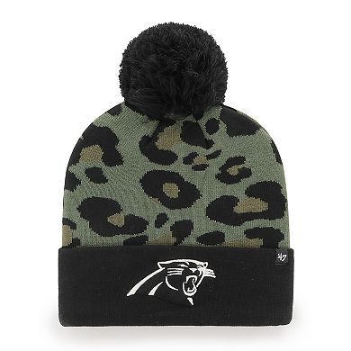 Women's '47 Green/Black Carolina Panthers Bagheera Cuffed Knit Hat with Pom