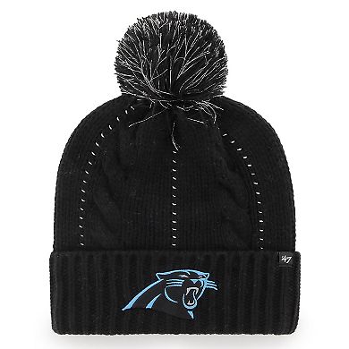 Women's '47 Black Carolina Panthers Bauble Cuffed Knit Hat with Pom