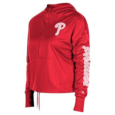 Women's New Era Red Philadelphia Phillies Half-Zip Hoodie