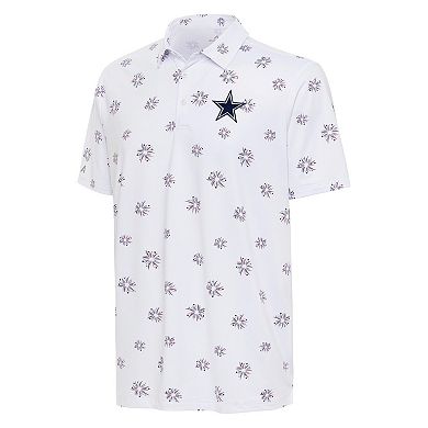 Men's Antigua White Dallas Cowboys Fireworks Polo