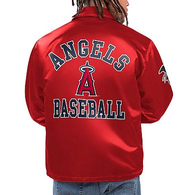 Men's Starter Red Los Angeles Angels Option Route Satin Full-Snap Jacket