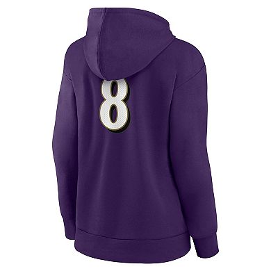 Women's Fanatics Branded Lamar Jackson Purple Baltimore Ravens Player Icon Name & Number Pullover Hoodie