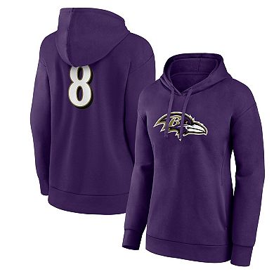 Women's Fanatics Branded Lamar Jackson Purple Baltimore Ravens Player Icon Name & Number Pullover Hoodie