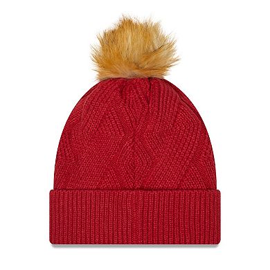 Women's New Era Cardinal Arizona Cardinals Snowy Cuffed Knit Hat with Pom