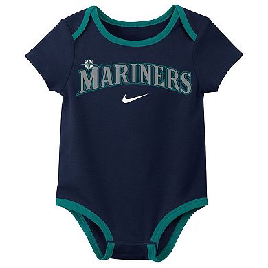 Newborn & Infant Nike Seattle Mariners Three-Pack Bodysuit Set