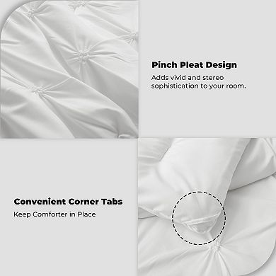 Unikome Pinch Pleat Down-alternative Comforter Set-soft Bedding For All Seasons