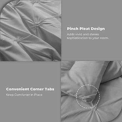 Unikome Pintuck Bed Comforter Set- All Season Down-alternative Comforter Set