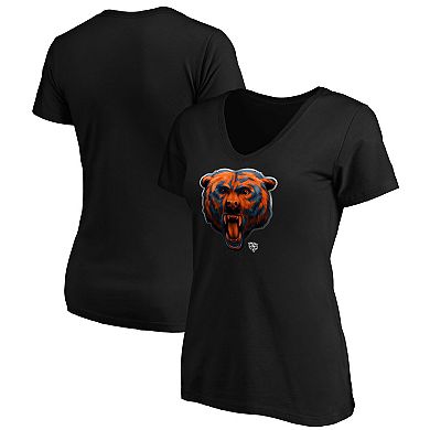 Women's Fanatics Branded Black Chicago Bears Midnight Mascot Logo V-Neck T-Shirt