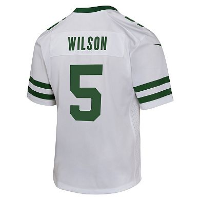 Youth Nike Garrett Wilson Legacy White New York Jets Game Jersey