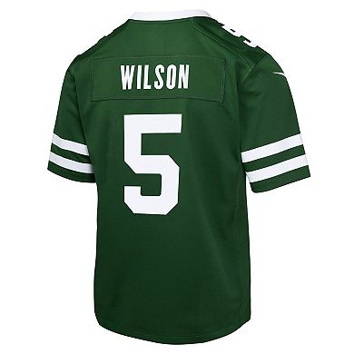 Youth Nike Garrett Wilson Legacy Green New York Jets Game Jersey