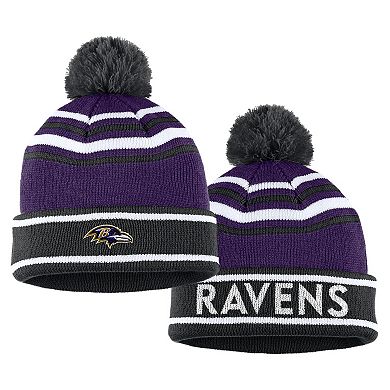 Women's WEAR by Erin Andrews Purple Baltimore Ravens Colorblock Cuffed Knit Hat with Pom and Scarf Set